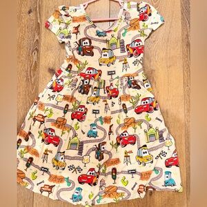 Little Sleepies Cartoon Car Print Dress - Multicolor